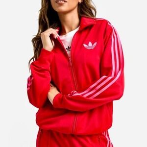 Adidas Adicolor Firebird Loose Track Jacket Women Sz M Red Pink Y2K Classic NEW